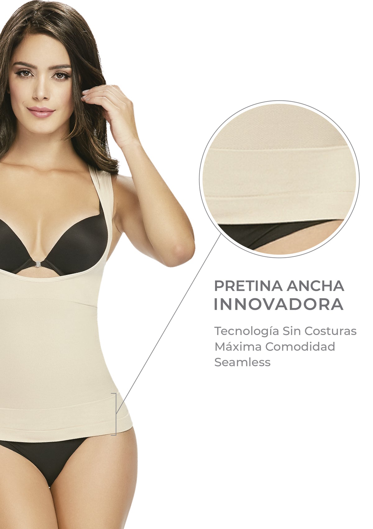 Camiseta Bajo Busto Reductora Colombiana Se Adapta a Ti Sin Enrollarse REF 3568