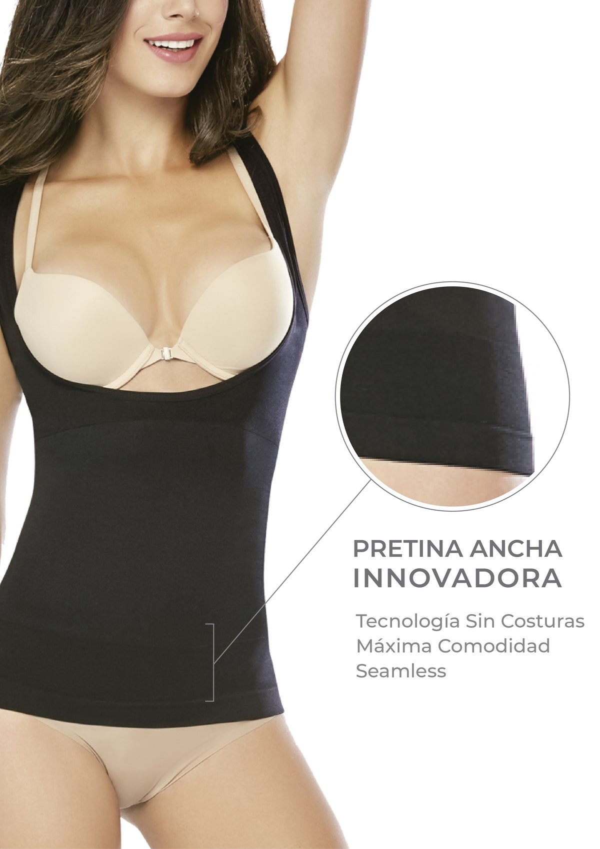 Camiseta Bajo Busto Reductora Colombiana Se Adapta a Ti Sin Enrollarse REF 3568