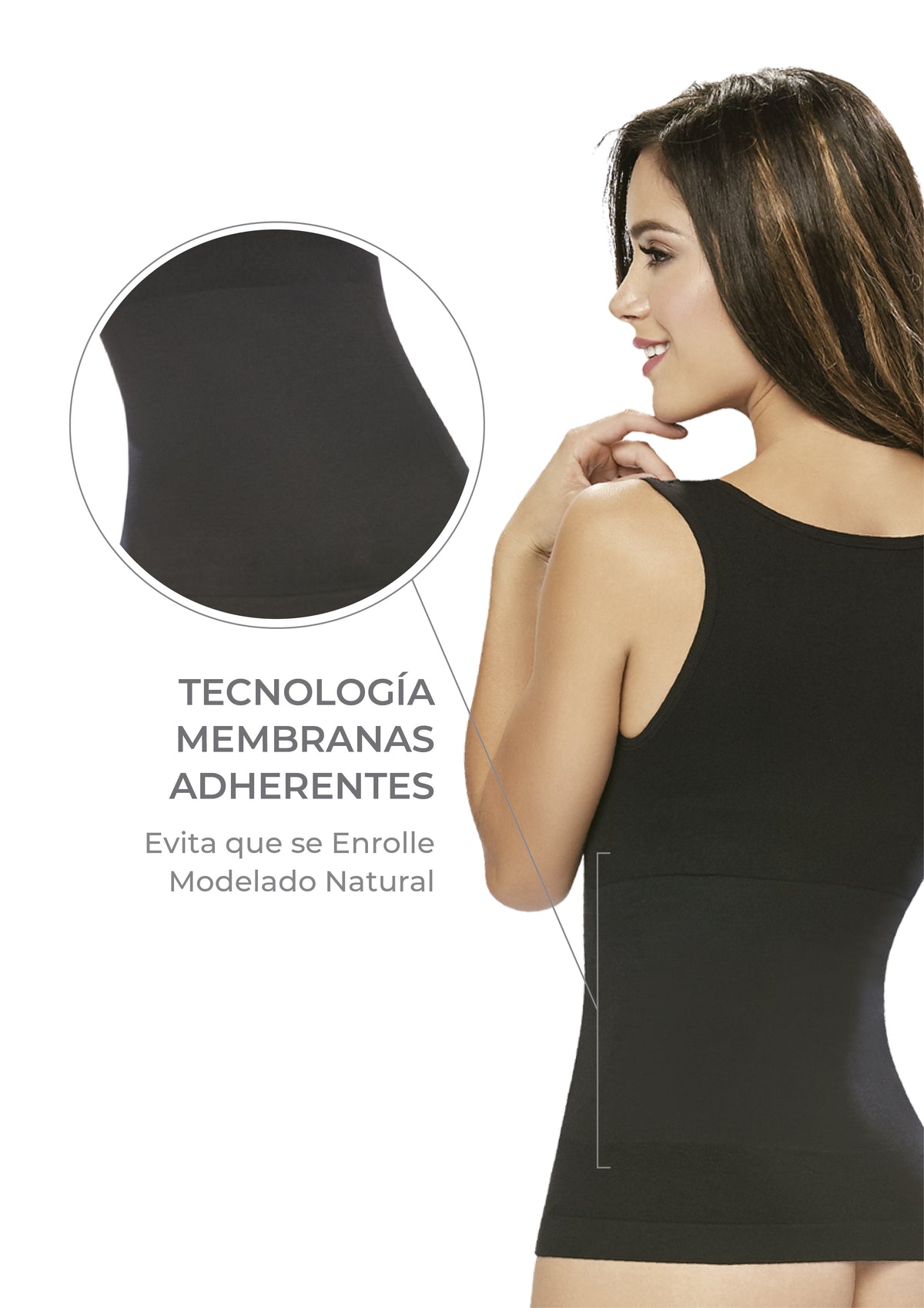 Camiseta Bajo Busto Reductora Colombiana Se Adapta a Ti Sin Enrollarse REF 3568