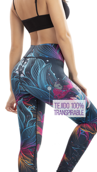 Calza Tipo Leggings Reductora POWER SLIM Flores Neon Ref.: 7005E
