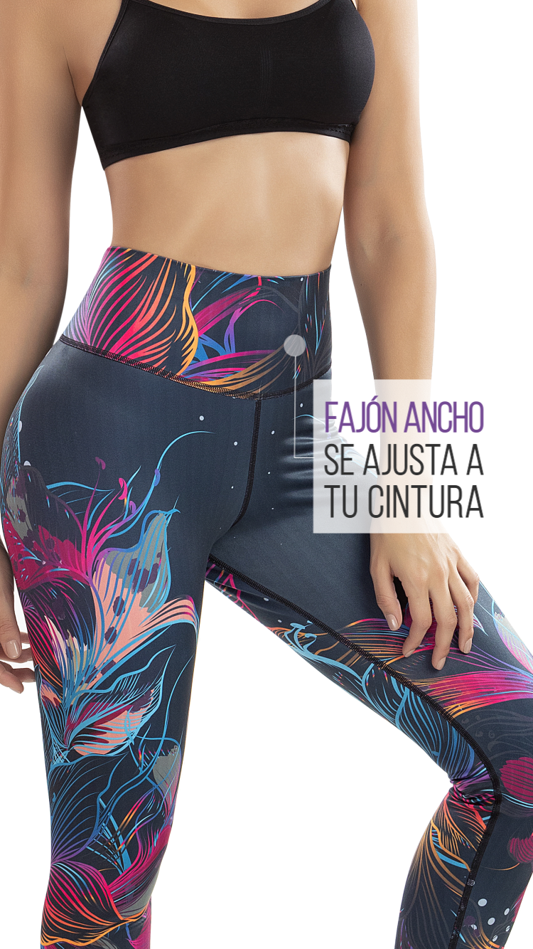Calza Tipo Leggings Reductora POWER SLIM Flores Neon Ref.: 7005E