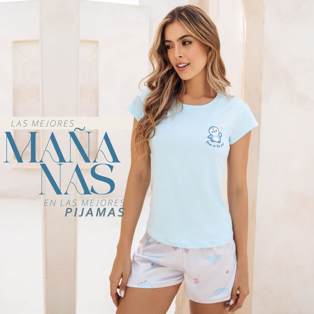 Conjunto Pijama con short en  Satén