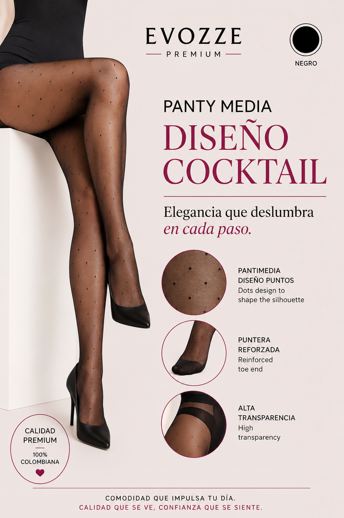 Panty Media Diseño Cocktail EVOZZE Elegancia que deslumbra en cada paso.