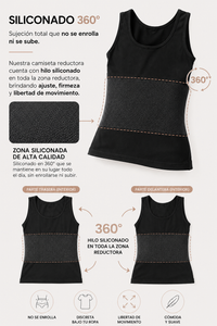 Camiseta Reductora Premium 100%Colombiana Evozze.Moldea Abdomen y Cintura REF 2500