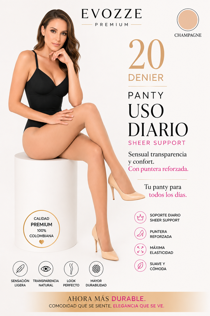 Panty Confort Diario 20 Denier EVOZZE. Excelencia Colombiana.
