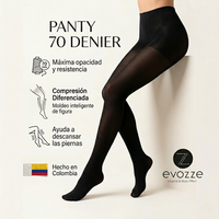 Pack x3 Pantys 70 Denier EVOZZE. Compresión Premium 100% Colombiana para Piernas Ligeras