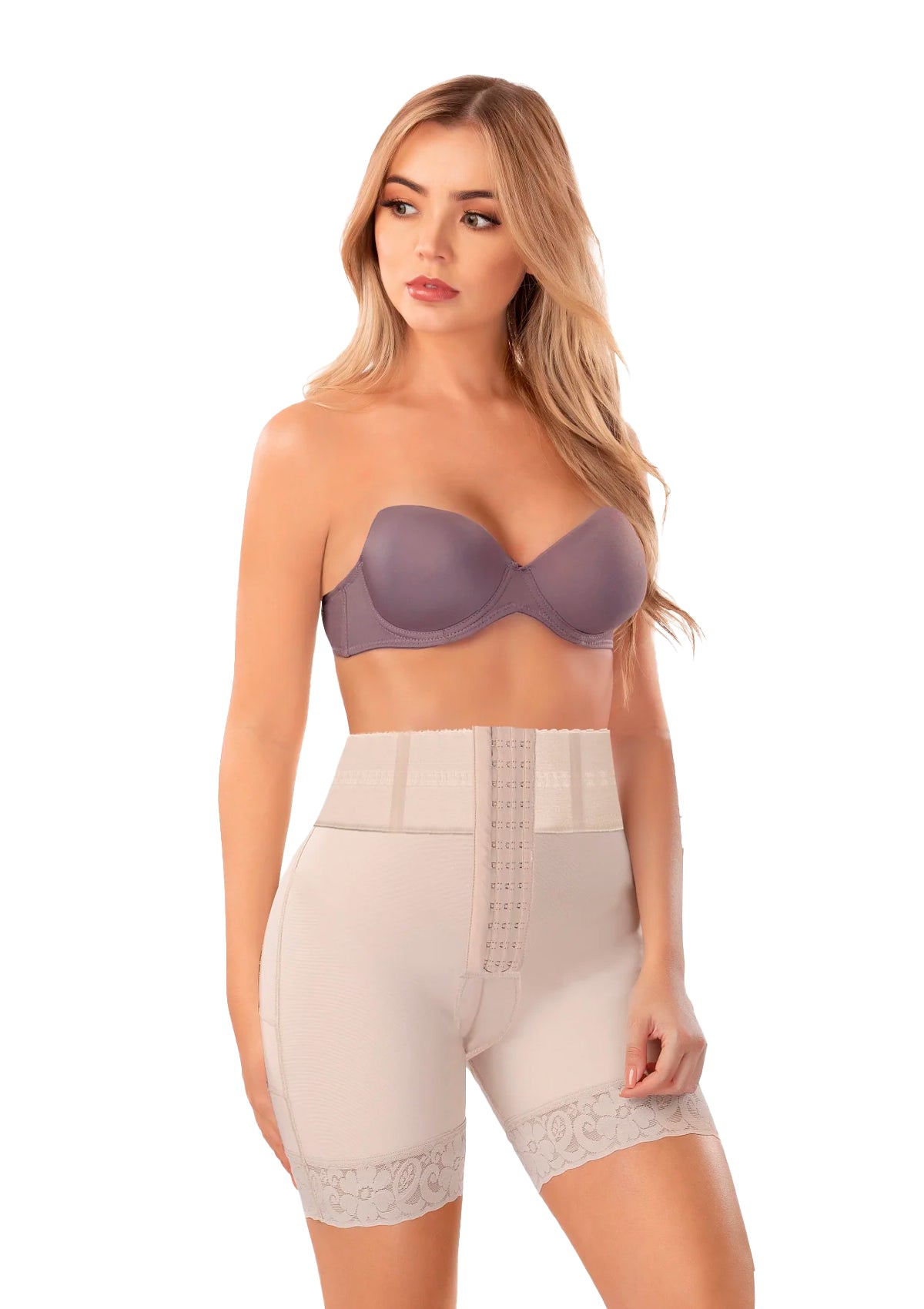 Faja Short Levanta Gluteos Cintura Alta broches evozze