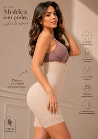 Faja Colombiana Evozze  Alta compresión, Controla Abdomen y Realza Glúteos Calzón Alto Broches  Ref.3251