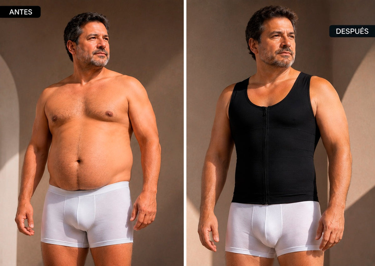 Faja Hombre Reductora Evozze tipo Chaleco y/o Camiseta con Cierre y Powernet REF 4005