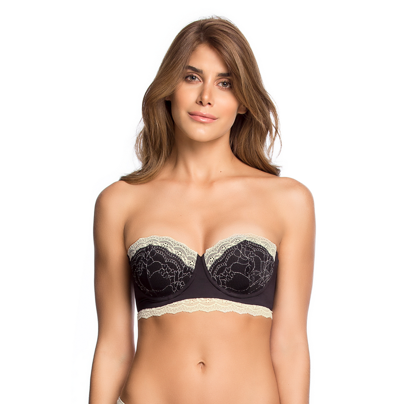 Strapless · Realce incorporado · Encaje Negro