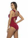 Traje de Baño Entero Copa Realce Rojo Oscuro