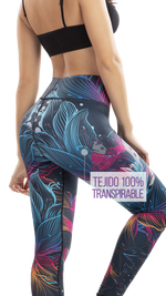 Calza Tipo Leggings Reductora POWER SLIM Flores Neon Ref.: 7005e