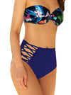 Panty bikini alto con sesgos Azul